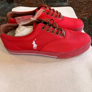 Polo by Ralph Lauren Red Sneakers Classic Lace-Up Design